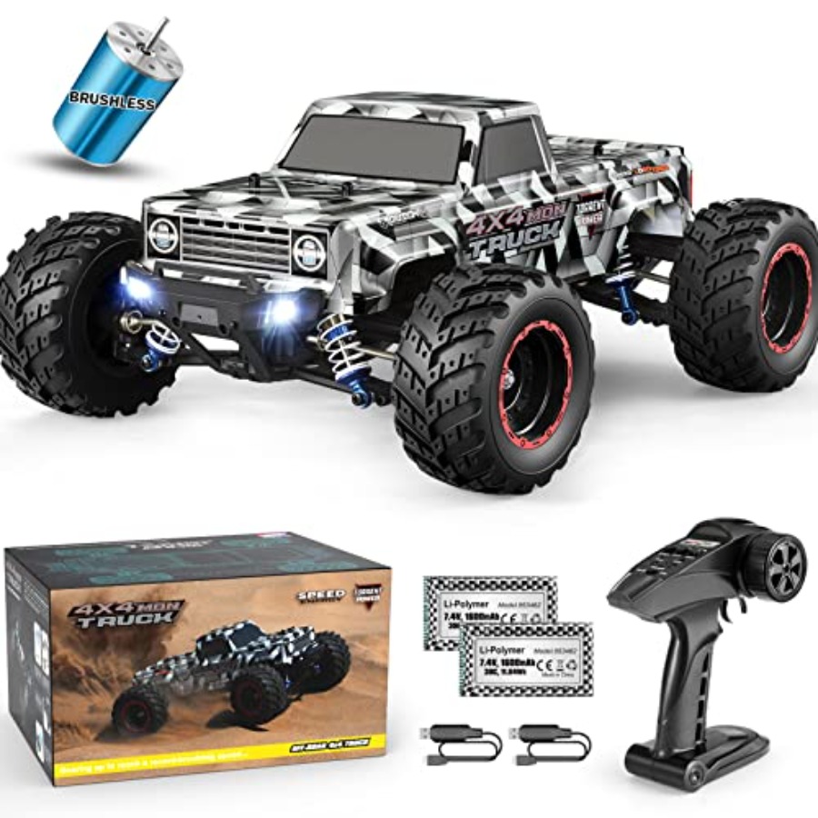 Rc Hobby Grade Monster Truck - 大人と男の子向けの4X4オフロードRCモンスタートラック、ブラシレスモーター、1/12スケール、RTRホビーグレード、全地形対応、ブラックシャーシ