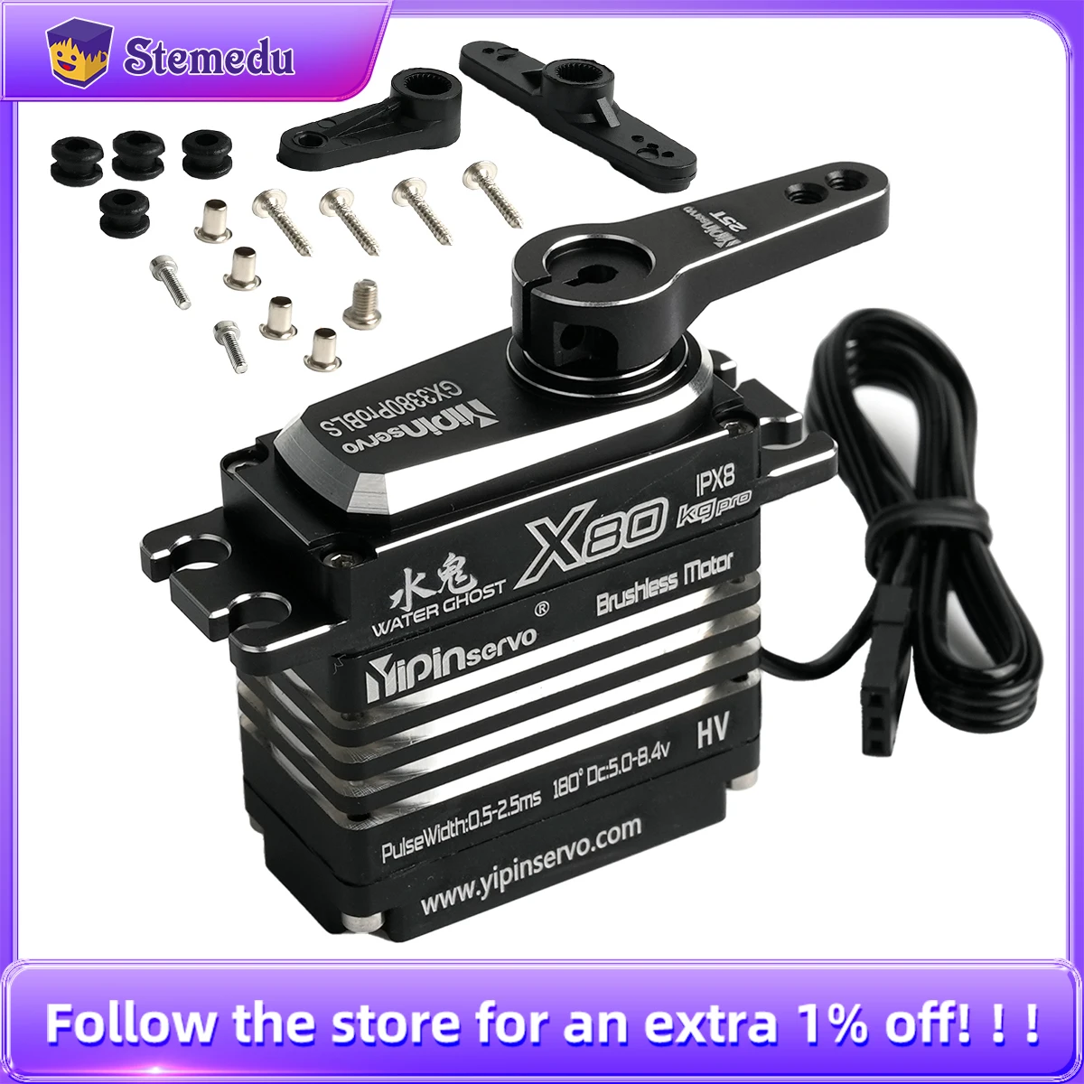 Rc Hobby Motors - デジタルブラシレスサーボモーター,すべて金属製,防水,ip67,5.0-8.4v,高トルク,カーロボットrcモデル用,工業用グレード,80kg