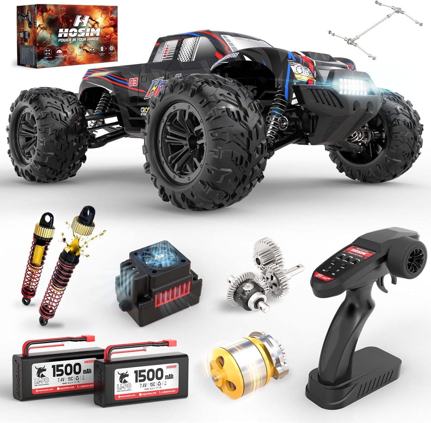 Rc Hobby Grade Monster Truck - 60+ km/h ブラシレスRCモンスタートラック 4WD オフロード 大人と男の子向け