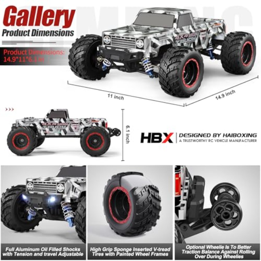 大人と男の子向けの4X4オフロードRCモンスタートラック、ブ - Rc Hobby Grade Monster Truck のレビューと価格