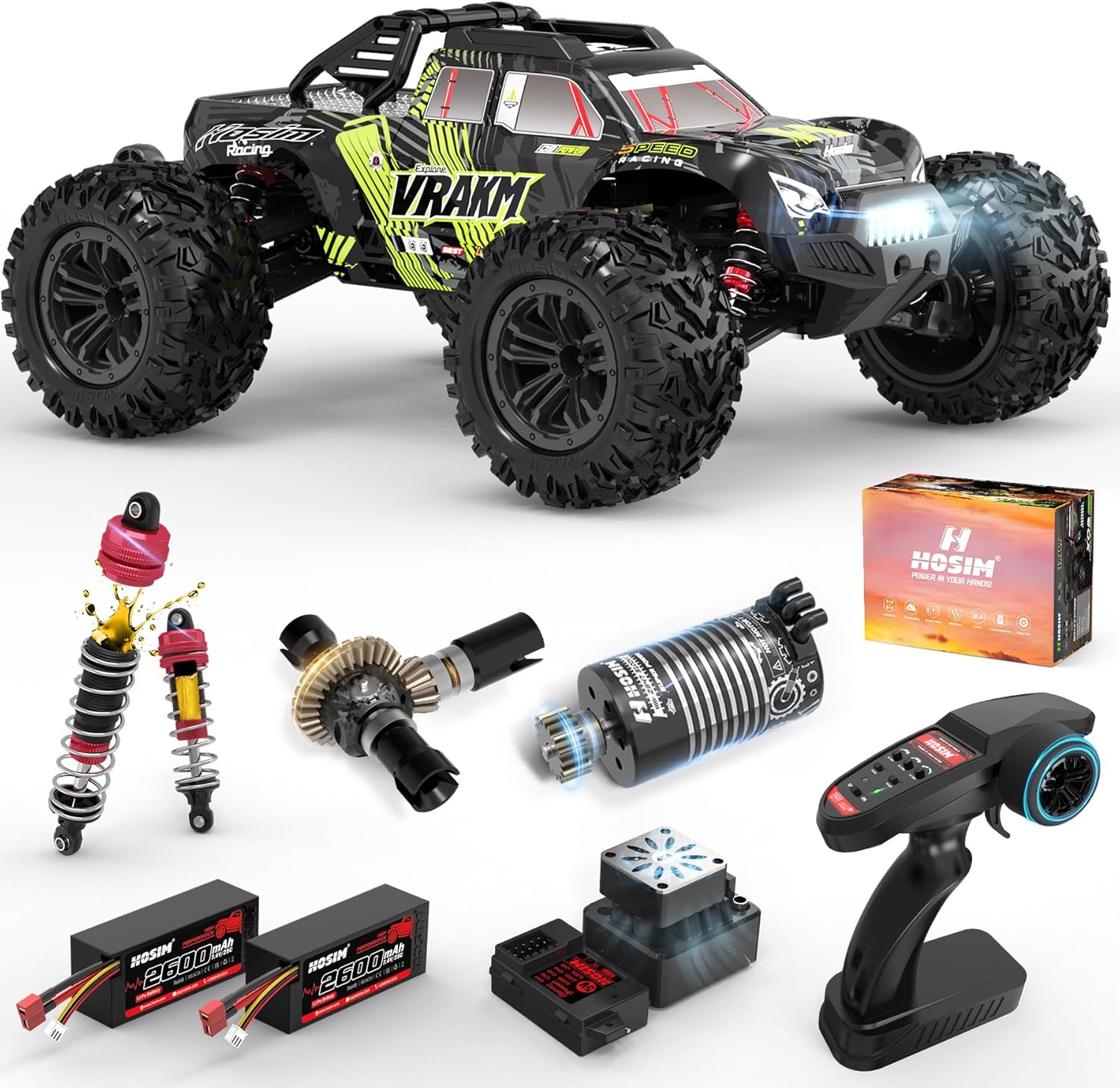 大人用ブラシレスRCカー、1/10スケール、時速68キロ超え - Rc Hobby Grade Monster Truck のレビューと価格