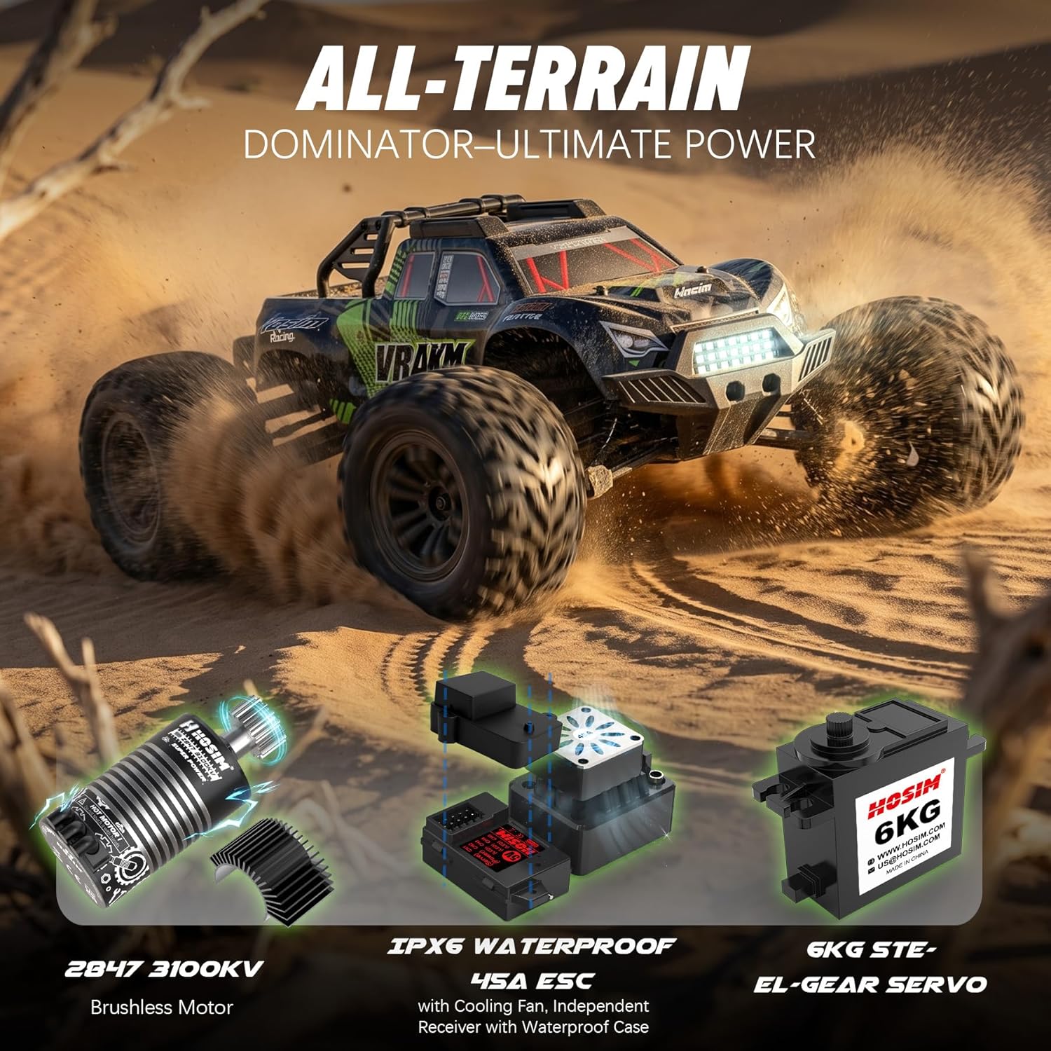 大人用ブラシレスRCカー、1/10スケール、時速68キロ超え - Rc Hobby Grade Monster Truck のレビューと価格